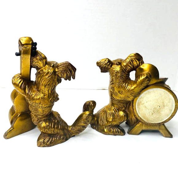 PAIR of Kronheim & Oldenbusch K & O CO. Bronze Musical Terriers Made in USA - Picture 6 of 10